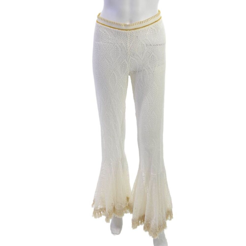 Benedetta Women Bohemian White Nylon Blend Pants Size S
